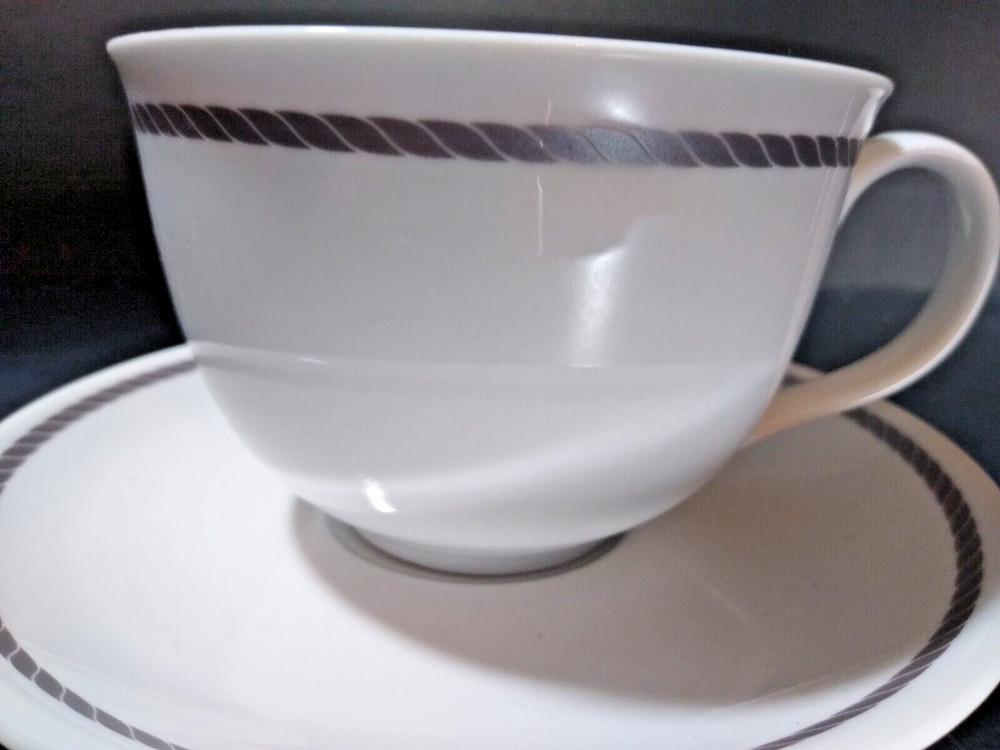 Land's End Grey Rope Cup & Saucer