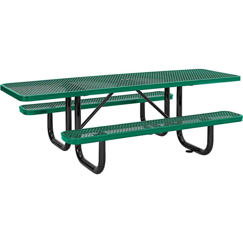 8' ADA Rectangular Picnic Table Expanded Metal Green (96" Long)