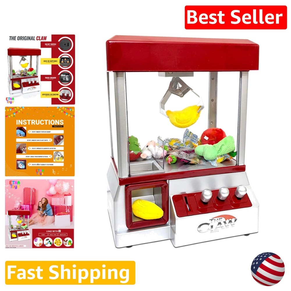 Mini Arcade Claw Machine Candy Prize Dispenser - Classic Sound Fun