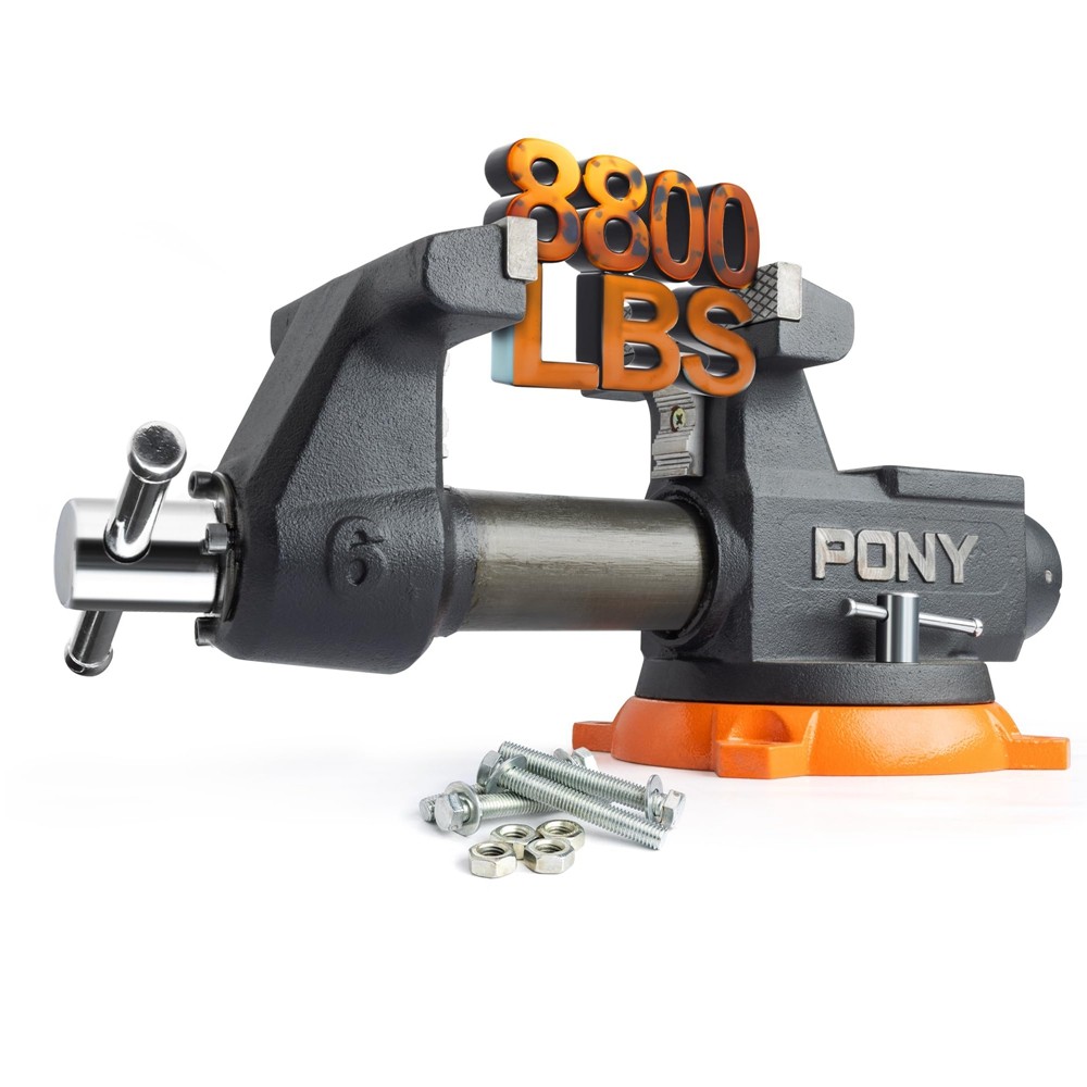 PONY 6" Heavy Duty Bench Vise 8800LBS Clamp Force 360° Rotatable Workbench Vises