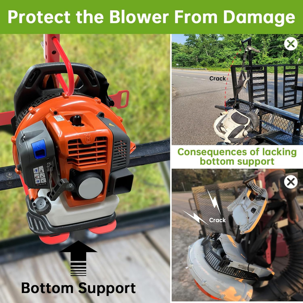 Lockable Backpack Blower Rack for Trailer, Backpack Leaf Blower Holder for Open