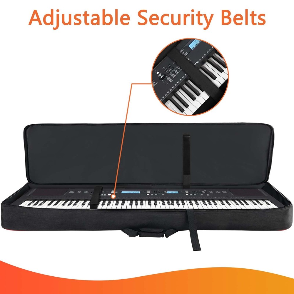 76 Key Keyboard Case, Soft Padded Gig Bag with Handle, Straps, 3 Pockets