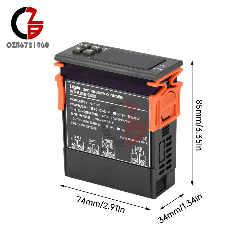 G7016E Digital Intelligent Temperature Controller NTC Waterproof Probe 12V/24V