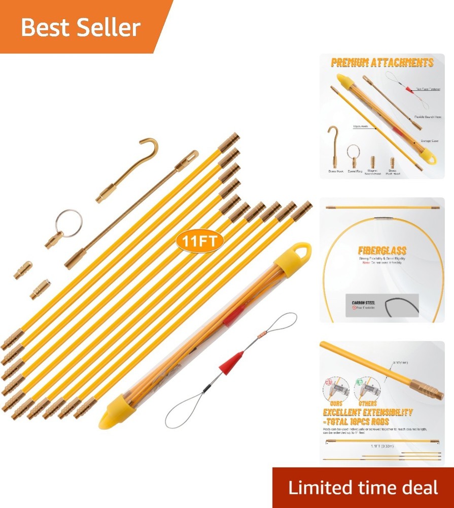 Professional Wire Pulling Fish Tape Set with Multiple Attachments