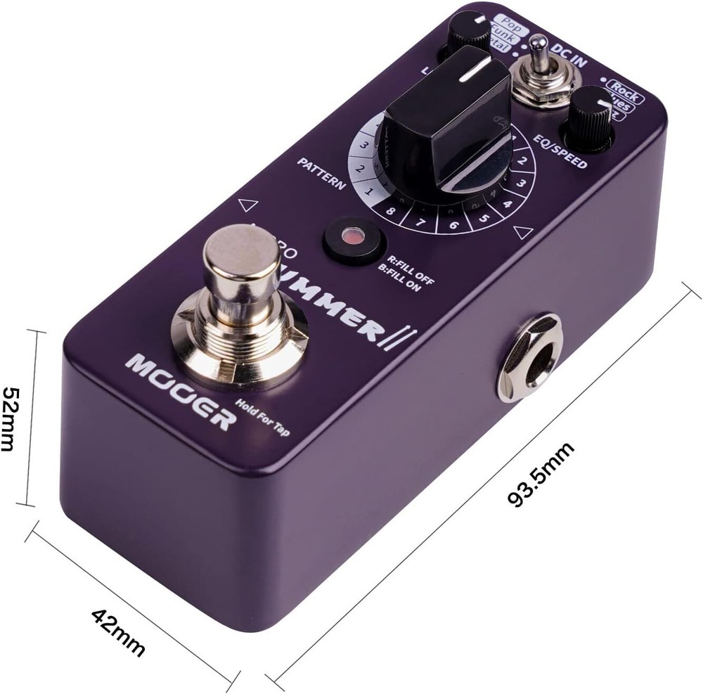 MOOER Micro Drummer II Drum Machine Guitar Pedal Effect with 2