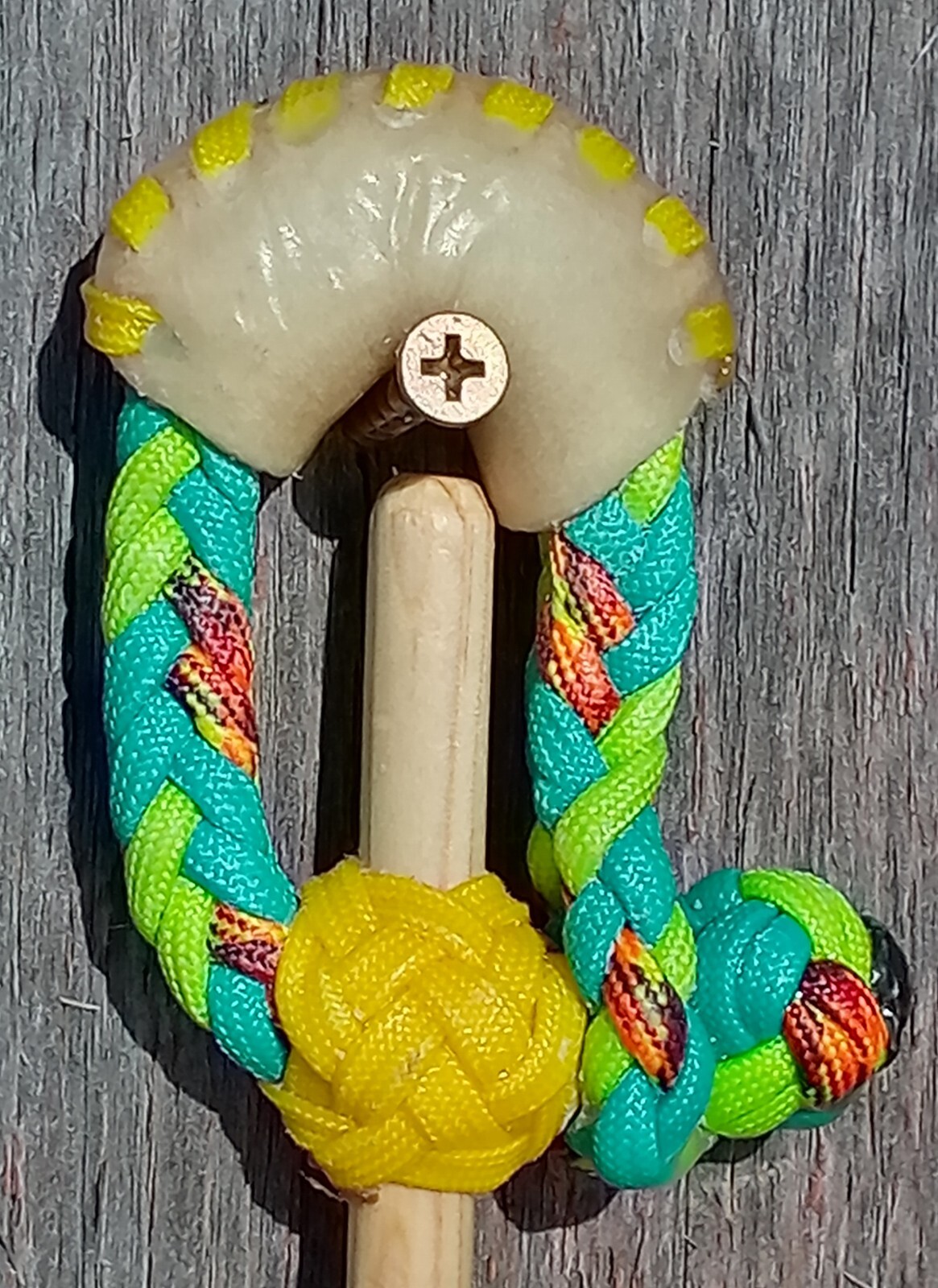 TURQUOISE n BLACK 10 Plait Pryor ParaCord Hondo w/ Bull Rawhide Burner Buckaroo