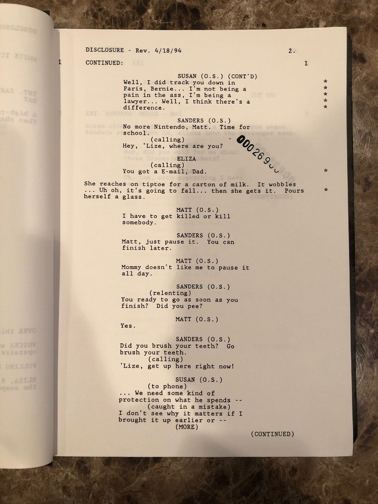 RARE 1994 Disclosure Original Movie Script - Donald Sutherland’s Personal Script