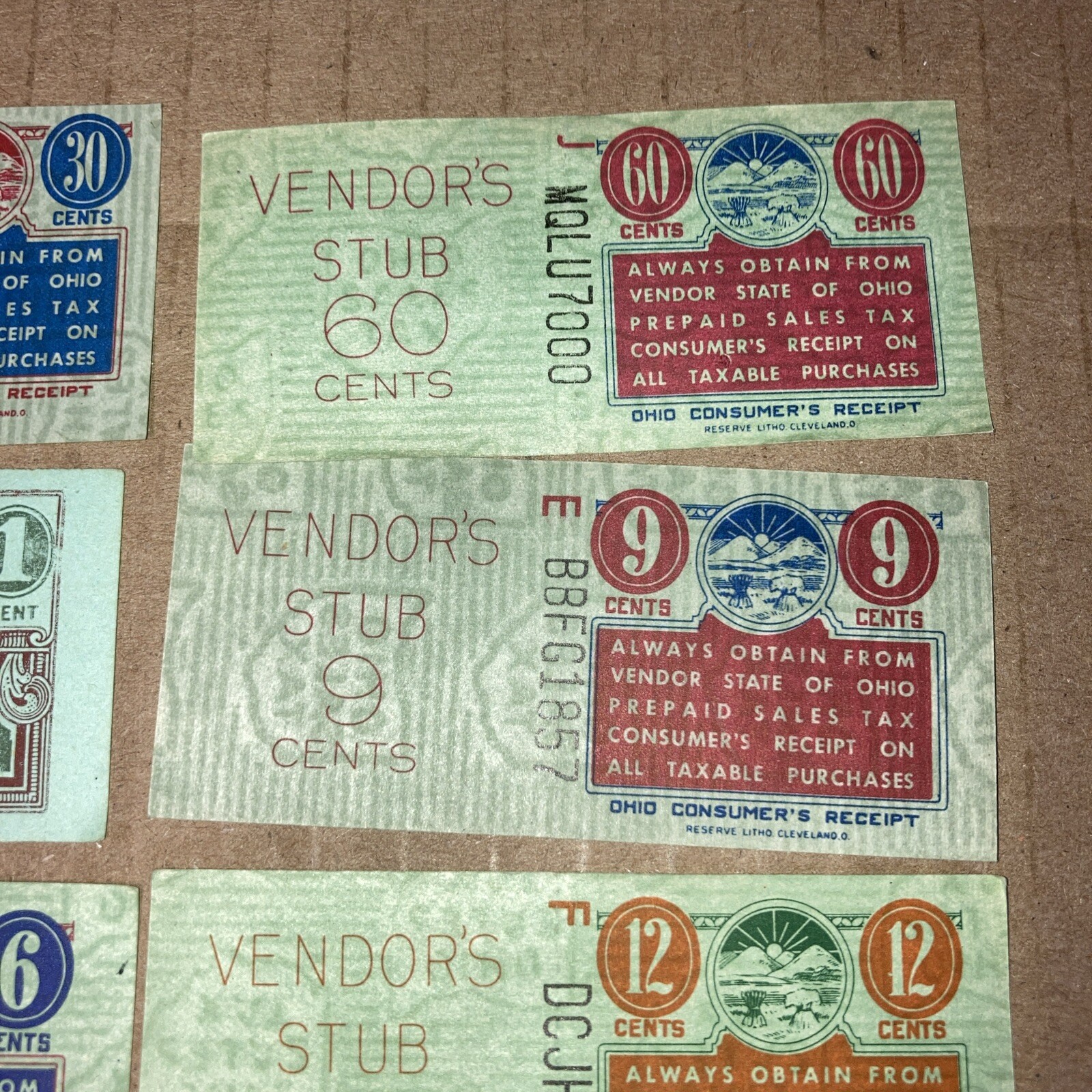 (x7) Vintage State Of Ohio Vendors Prepaid Sales Tax & Consumer's Receipts LOT