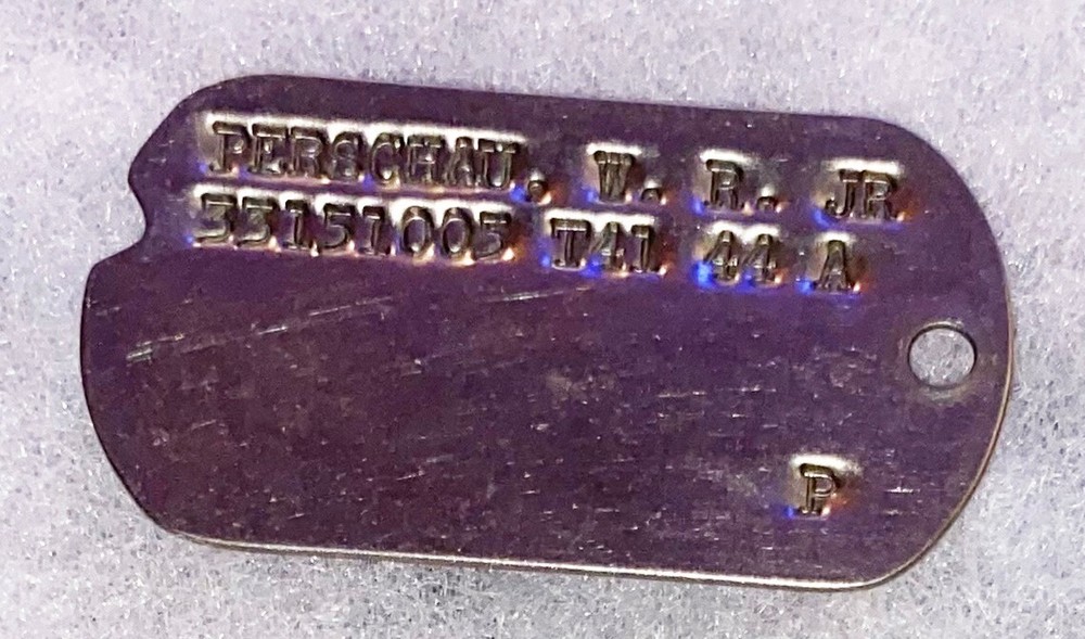 WWII Single W.R. Perschau T-41 / 44 Dog Tag