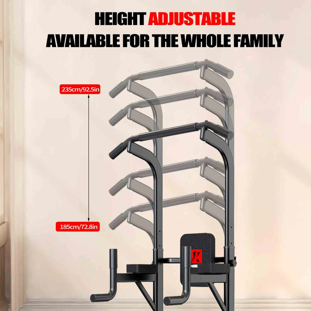 Adjustable Bench Power Tower Dip Station Pull up Bar Strength Training Workout