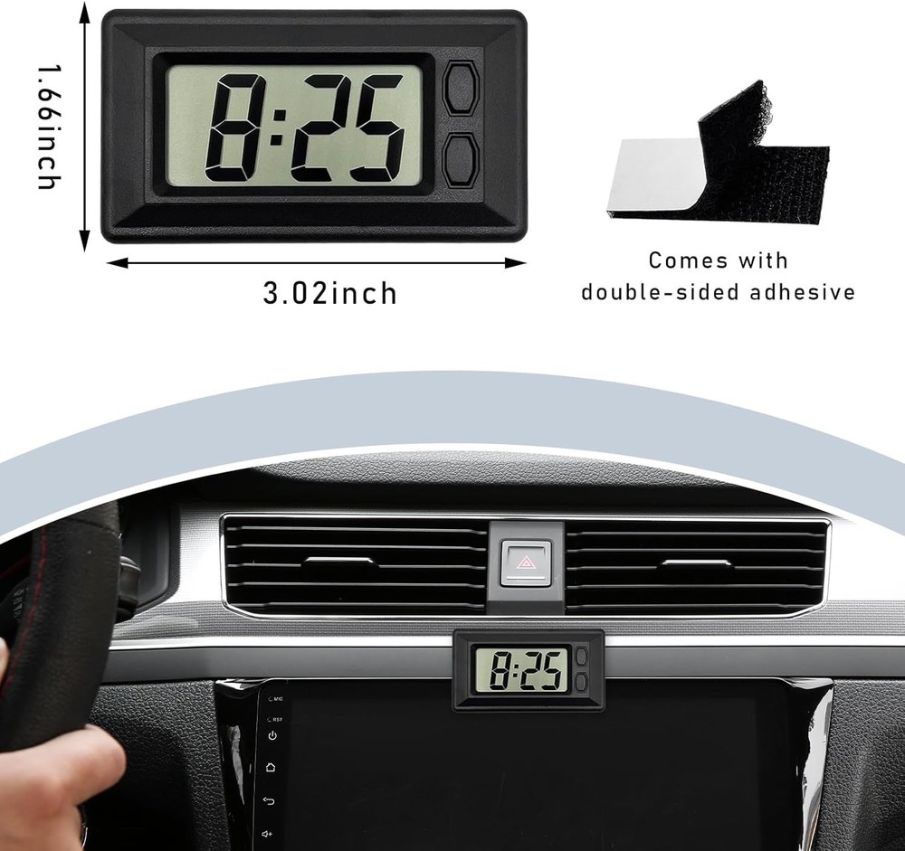 Digital Dashboard Clock, Mini Portable Electronic Clocks with Clear LCD Displ