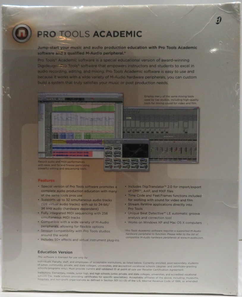 NEW Pro Tools Academic Pack Software For Qualified M-Audio Peripherals | SEALED