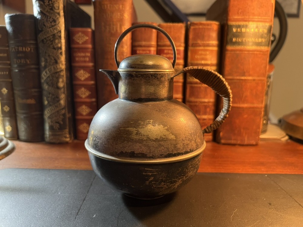 Vintage Apollo E.P.N.S Bernard Rice's Sons Inc 2213 Tea Pot w/Bamboo Handle Wrap