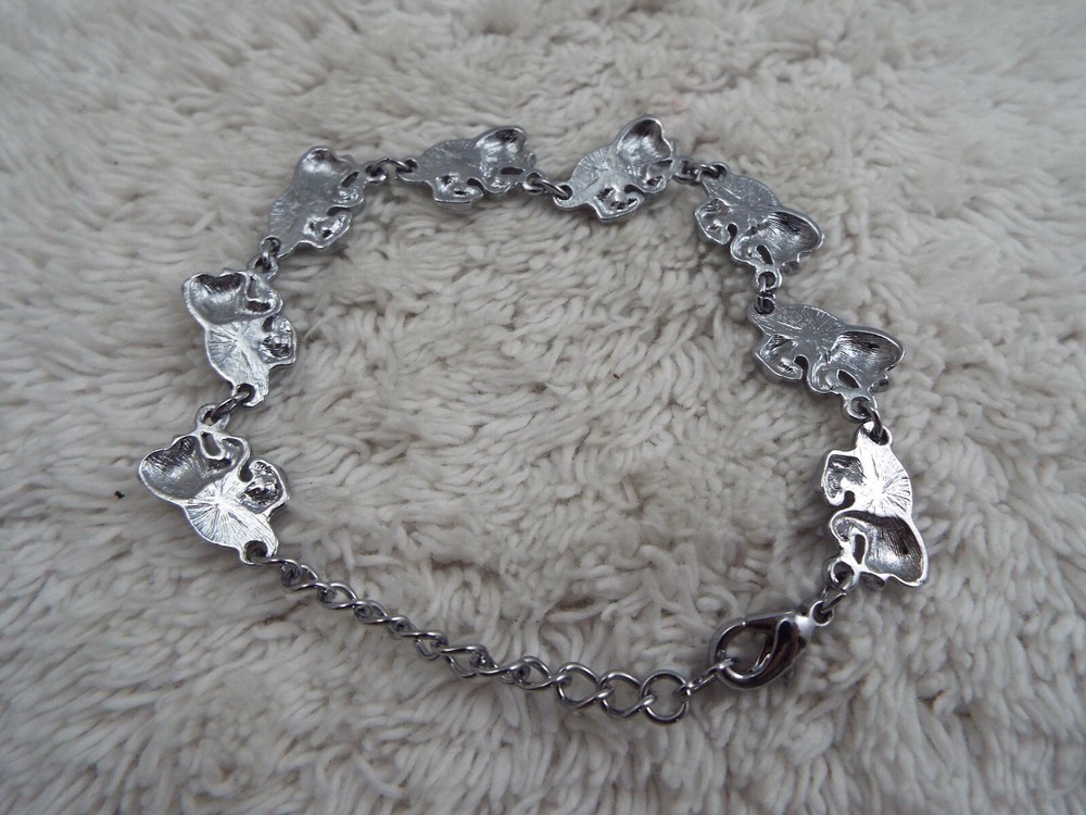 Silvertone Abalone Bear Link Bracelet