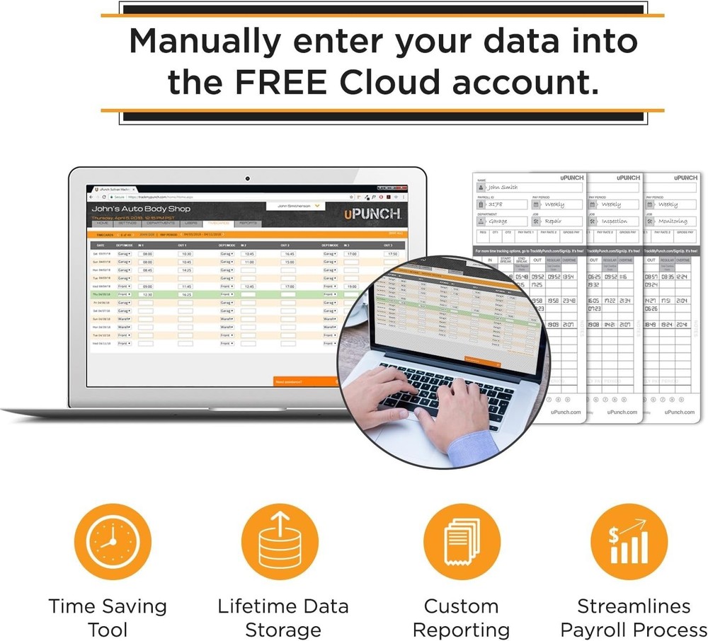 HN4500 Employee Time Clock Bundle: Digital Tracking with Efficient Racks & Cards
