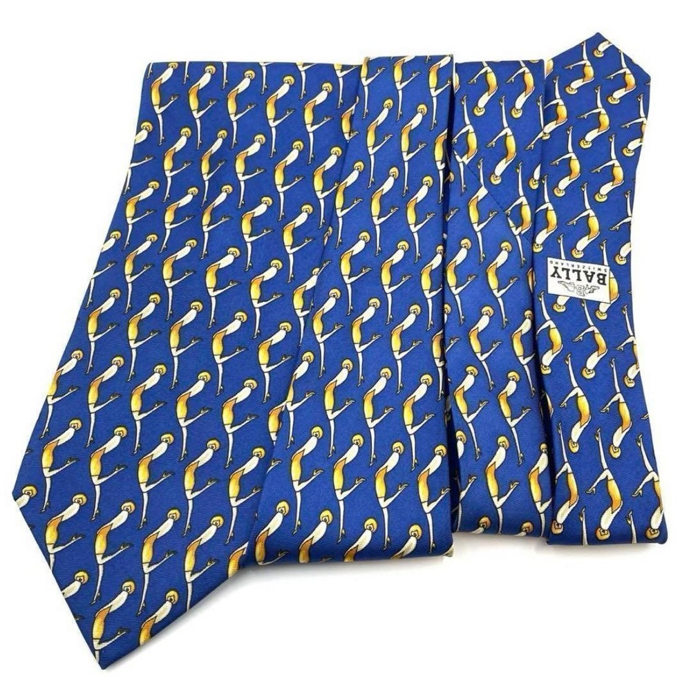BALLY tie small pattern personality blue yellow