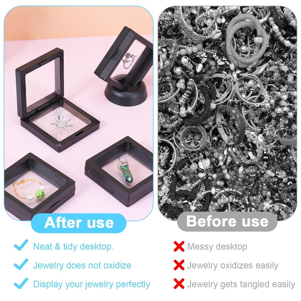 30Pcs Floating Display Case, 3D Floating Frame Display Case with Stand - Clea...