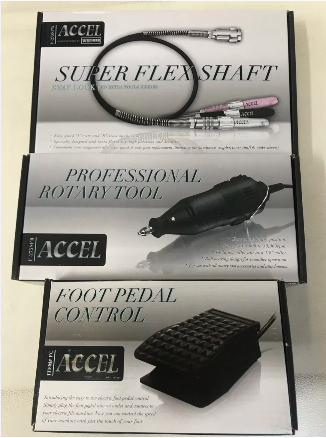 ACCEL NAIL MACHINE Nail Drill Mani [2-Way Machine/Super Flex Shaft/Foot Pedal]