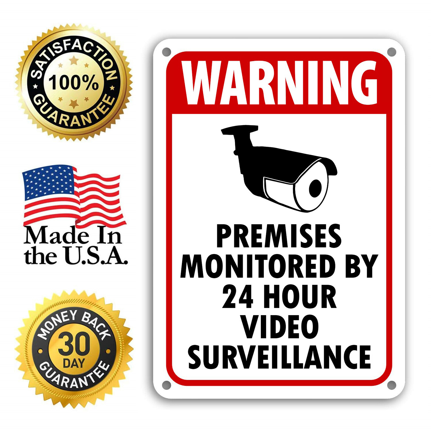 WARNING SIGNS 24 HOUR VIDEO SURVEILLANCE SECURITY SIGN - CCTV CAMERA SIGN