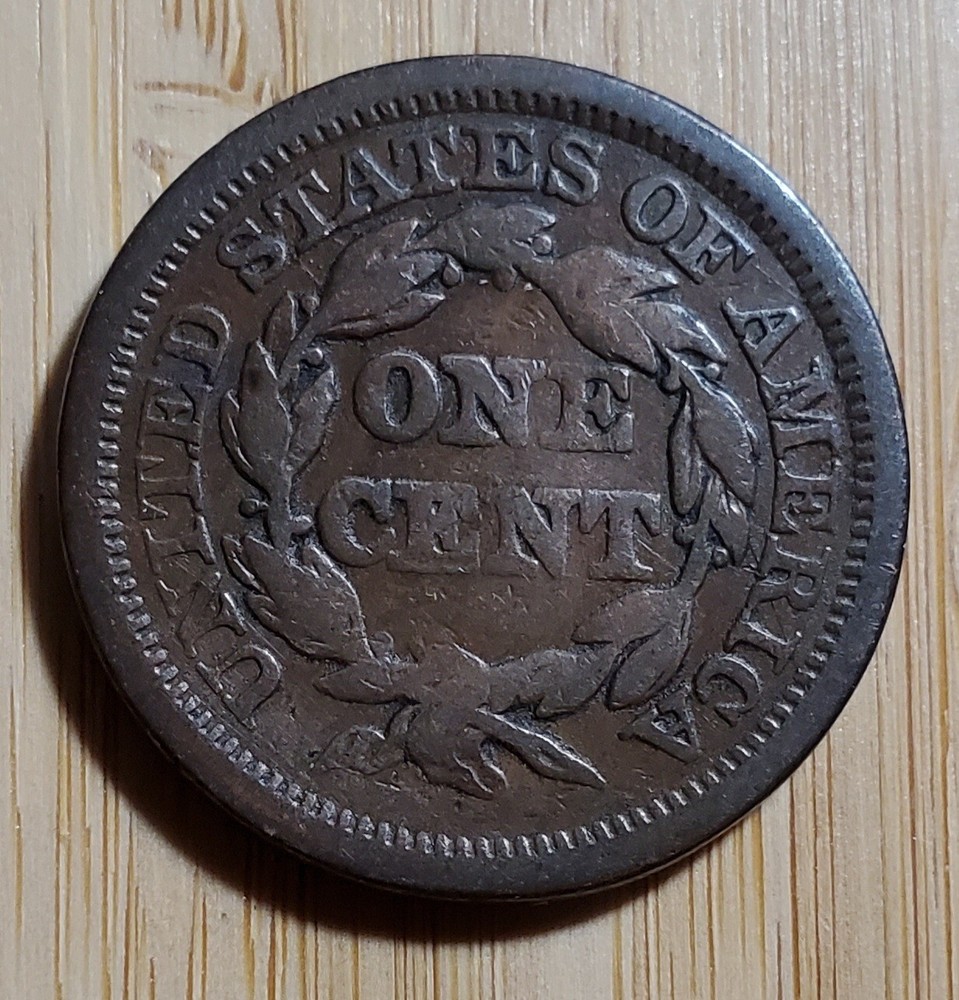 1848 US Copper Large Cent Braided Hair VG
