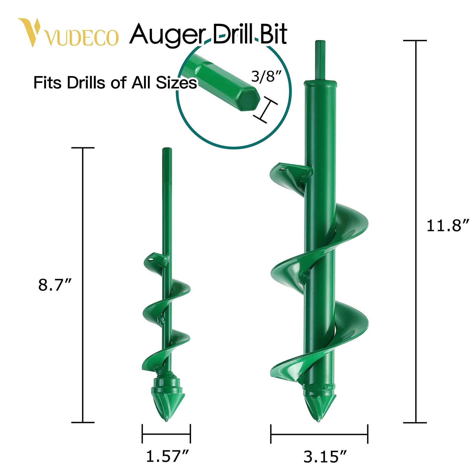 VUDECO Garden Auger Drill Bit for Cordless Drill - 2 PCS, Bulb Planter Tool, ...