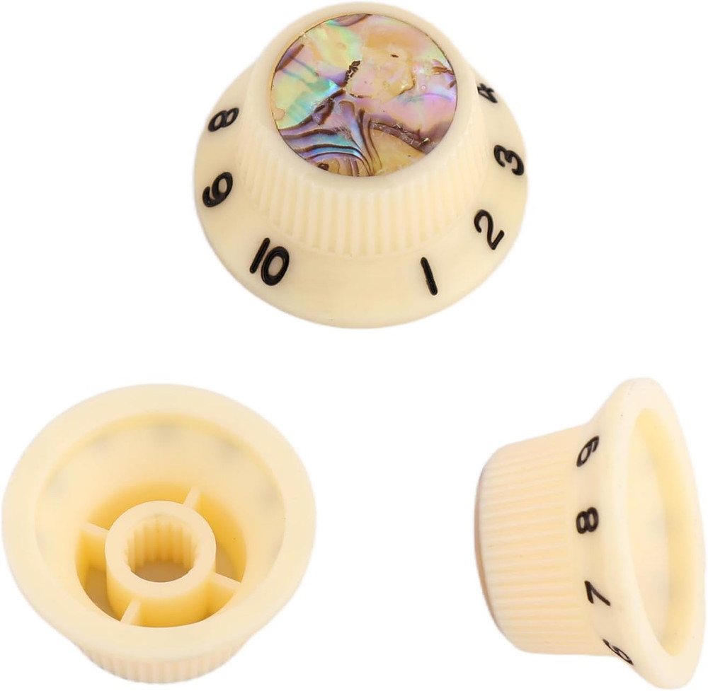 Ivory Guitar Abalone Top Volume Tone Control Knobs Fit Stratocaster Strat