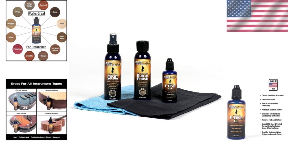 5-Piece Guitar Cleaning Kit with Microfiber Cloths