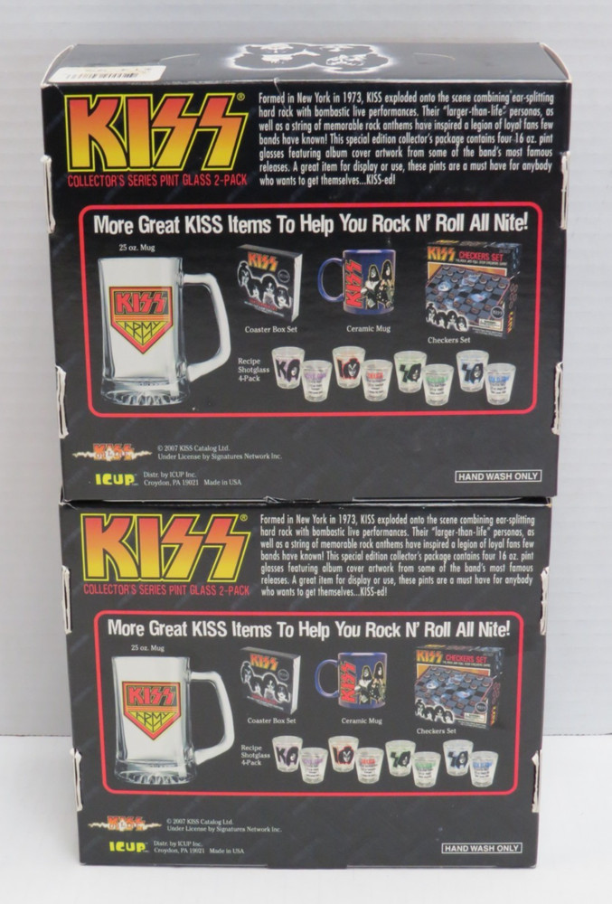 KISS PINT GLASSES LIVE SHOTS SET OF 4 NEW IN 2 BOXES