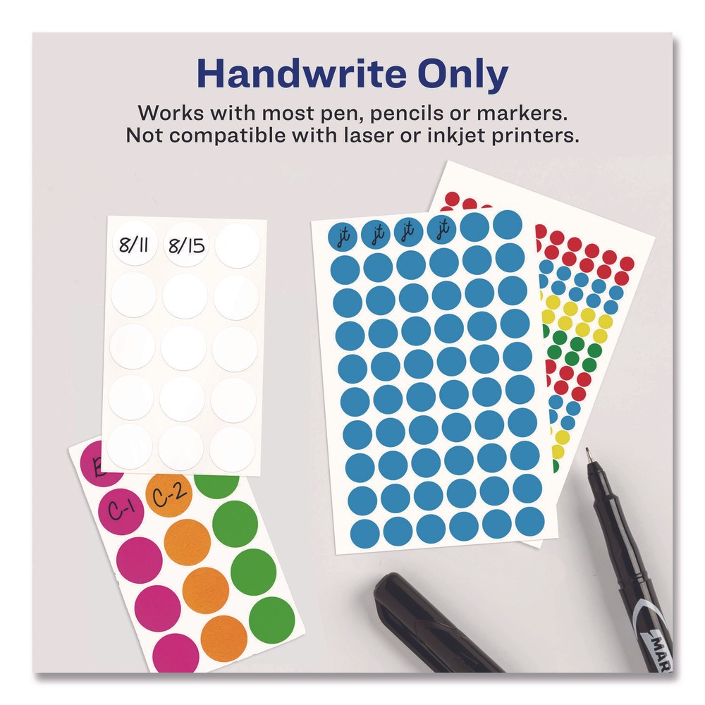 Avery® Handwrite Only Removable Round Color-Coding Labels, 3/4" dia, Black, 1008