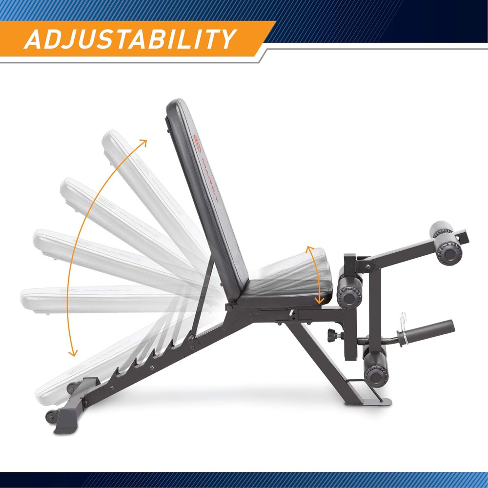 Marcy Adjustable 6 Position Utility Bench with Leg Developer and High Density Fo