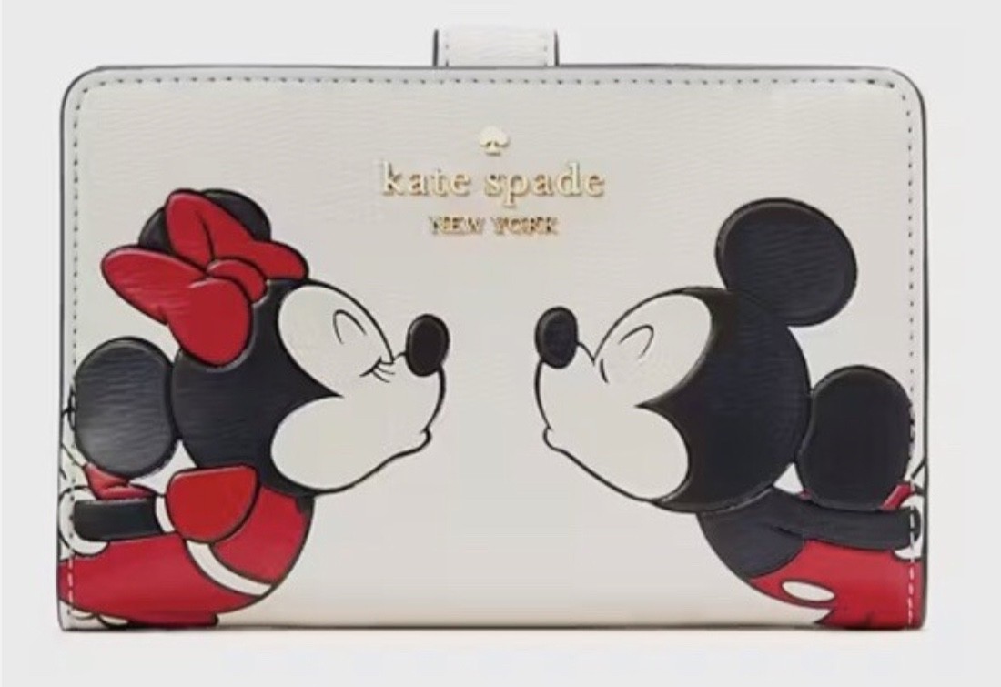 Kate Spade Disney Minnie Medium Compact Bifold Wallet MICKEY & MINNIE KISSING