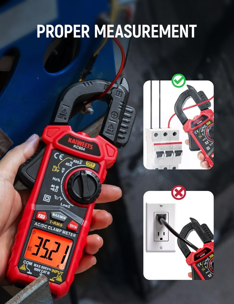Digital Clamp Meter Multimeter with D-Shaped Jaw