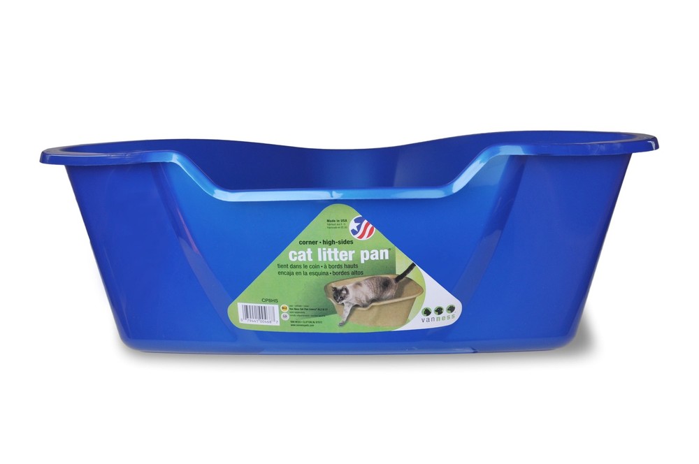 Van Ness High Sided Pan, Corner Cat Litter Box, Durable Plastic Construction