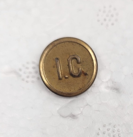 Vintage I. C, Button MARSHALL FIELD & Co. Chicago BRASS UNIFORM I.C. BUTTON