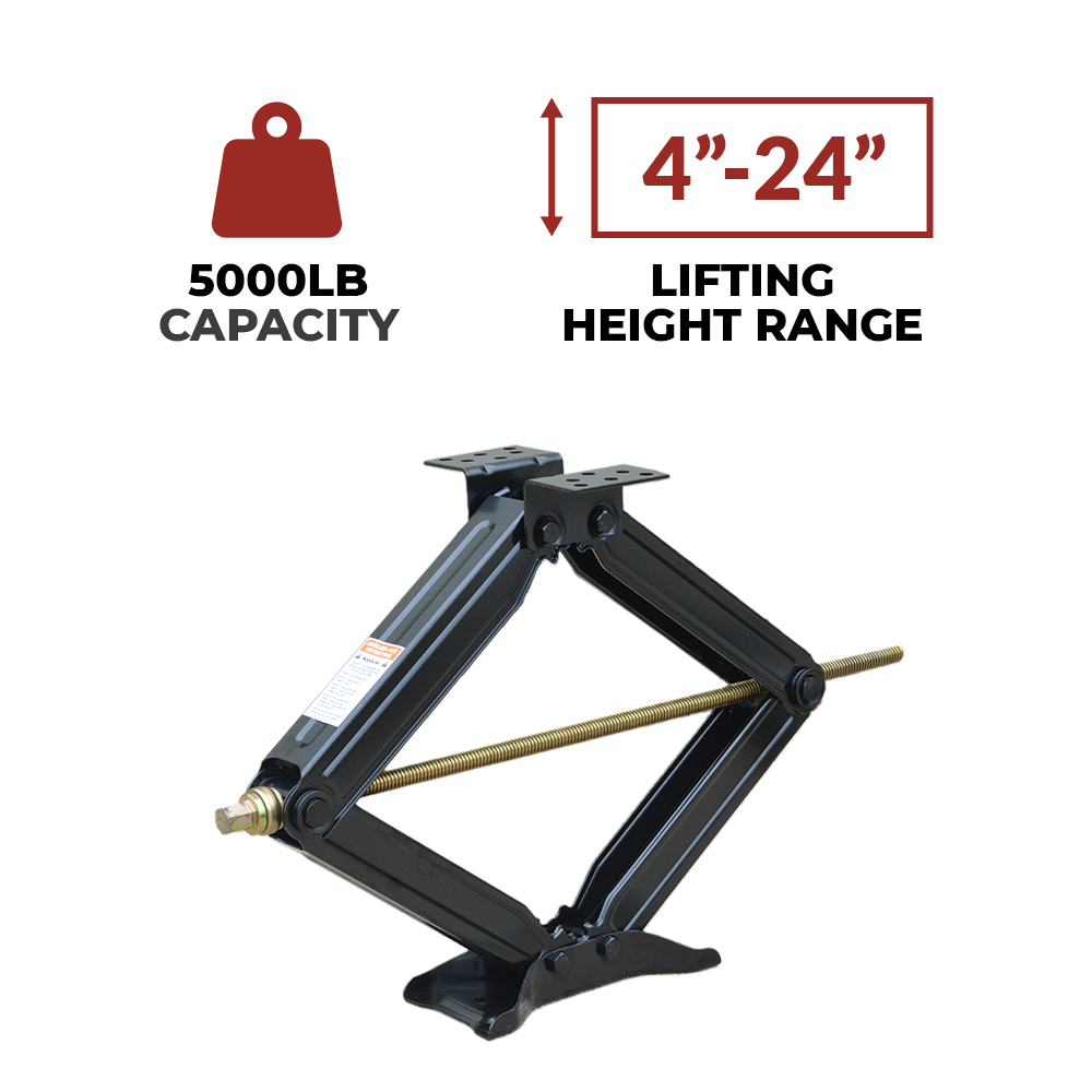 Set 4 HD 5000lb RV Stabilizer Leveling Scissor Jacks w/ Socket 24"