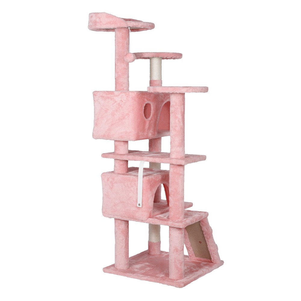 55'' Cat Tree Condo Multi-Level Cat Scratching Post Safety with Danging Ball