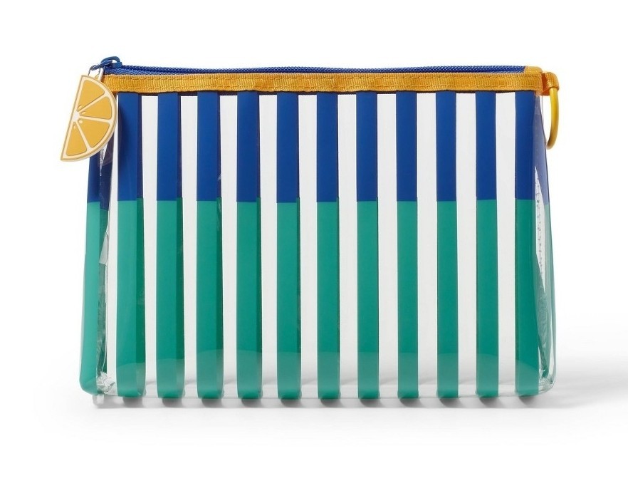 2 Color Striped Pouch-Silicone Pull Lemon Shaped - Clear Blue Teal