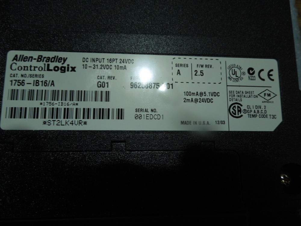 Allen Bradley Cat. #: 1756-OB16/A DC Input Module . Rev. G01