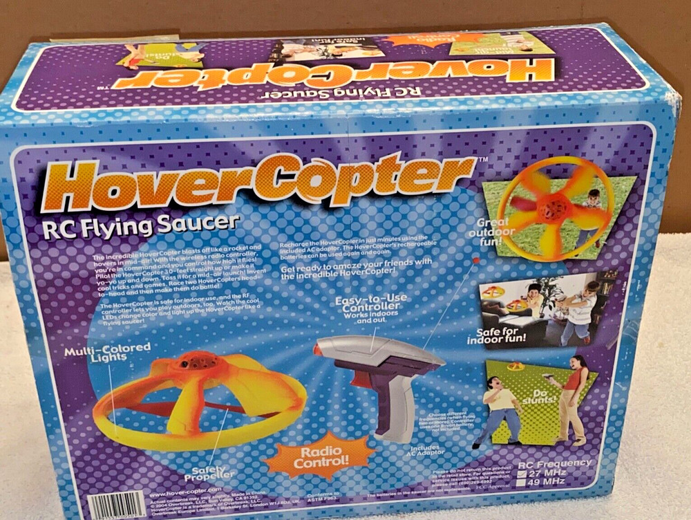 Hover Copter RC Flying Saucer, 49 MHz, Lights, Controller, NEW