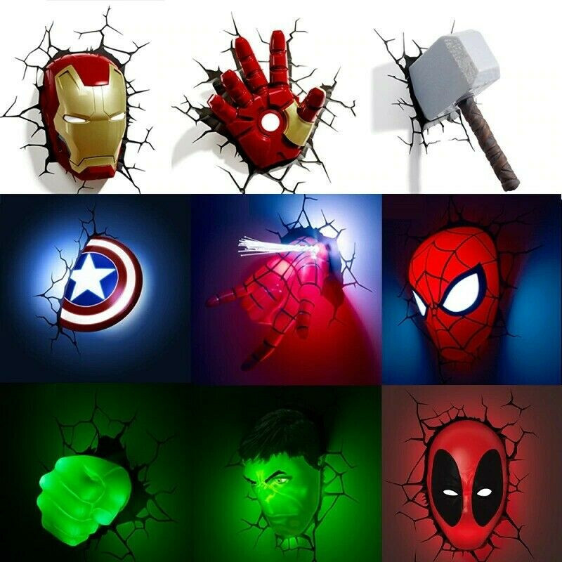 Verisimilitude Spider-Man Iron Man Super Heroes Series Lamp 3D LED Night Light