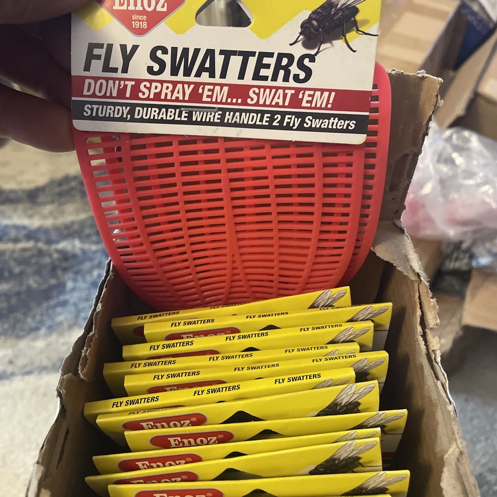 17-2packs.   Enoz Fly Swatter - Wire Handled Plastic Swat - Assorted Colors