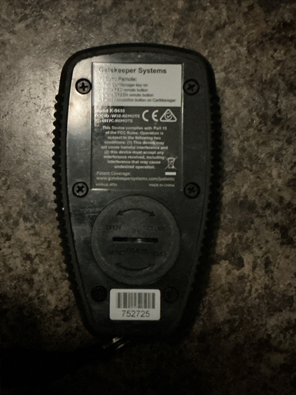 Gatekeeper K-9410 Wireless 6-Button Portable Remote Control For Cart Manager2