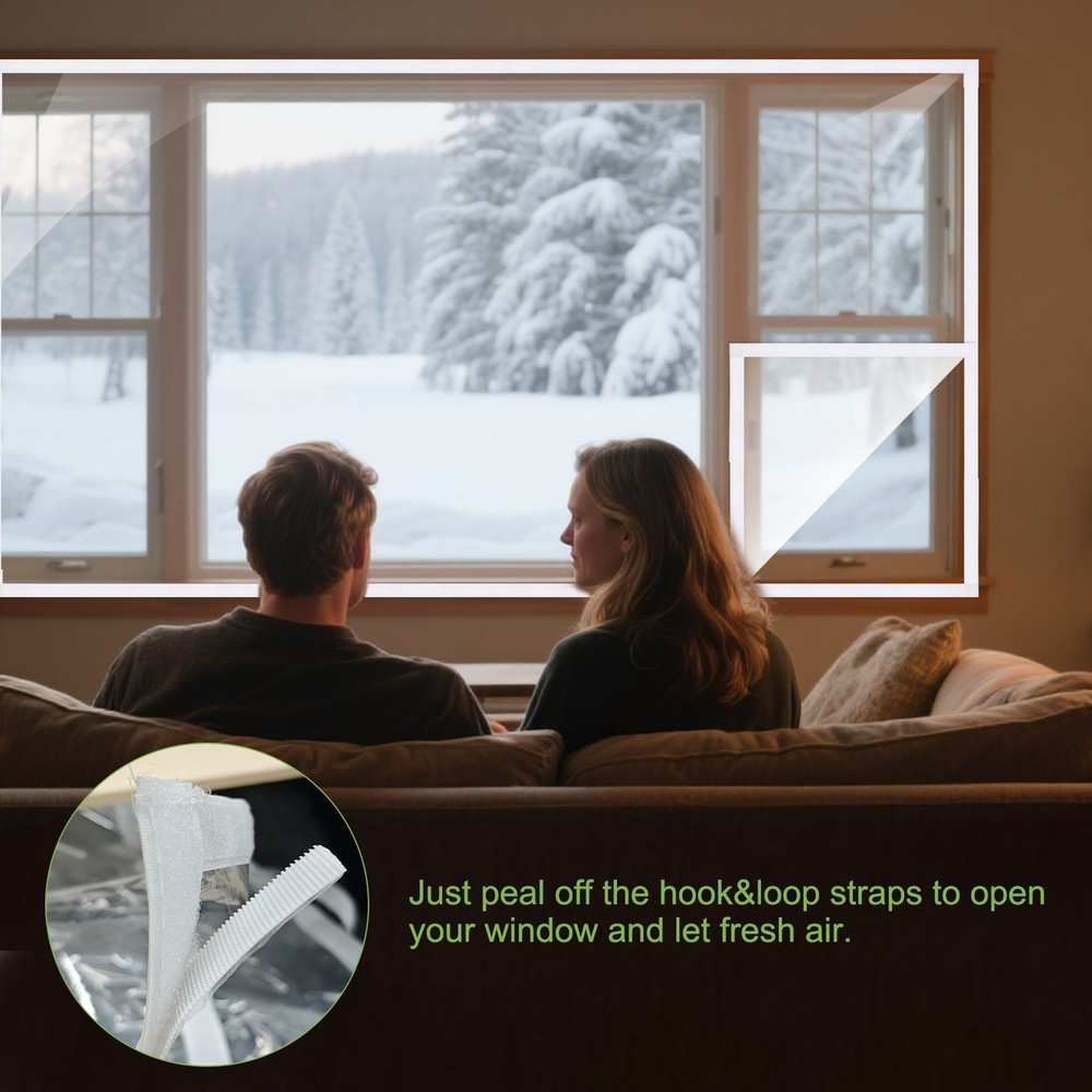 79" x 75" Window Insulation Kit Clear Plastic Window Covering Black