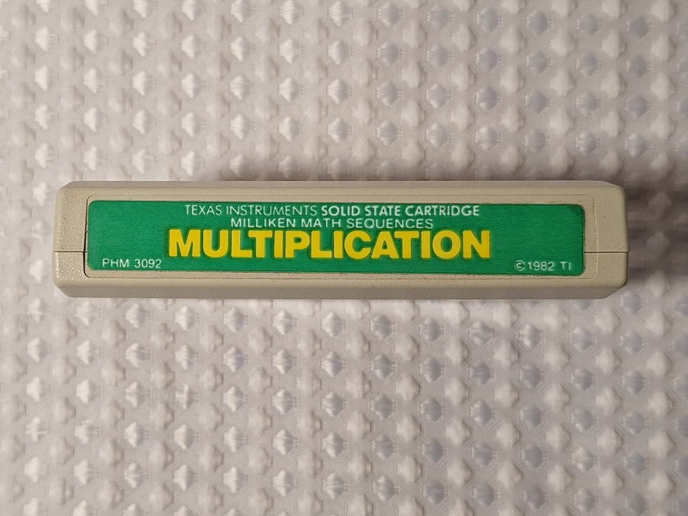1982 TI Texas Instruments Multiplication Game Solid State Cartridge PHM 3092