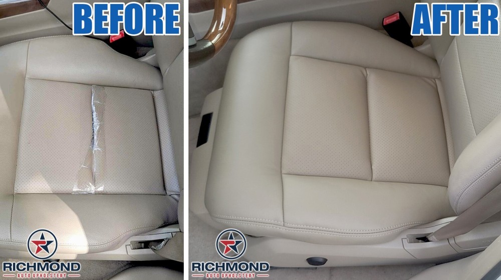 2015 2016 Benz E-Class - Driver Side Bottom Replacement Leather Seat Cover Tan
