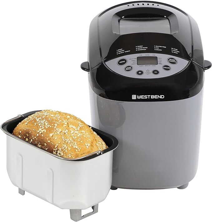 West Bend Hi-Rise Bread Maker Programmable Horizontal Dual Blade with12 Programs