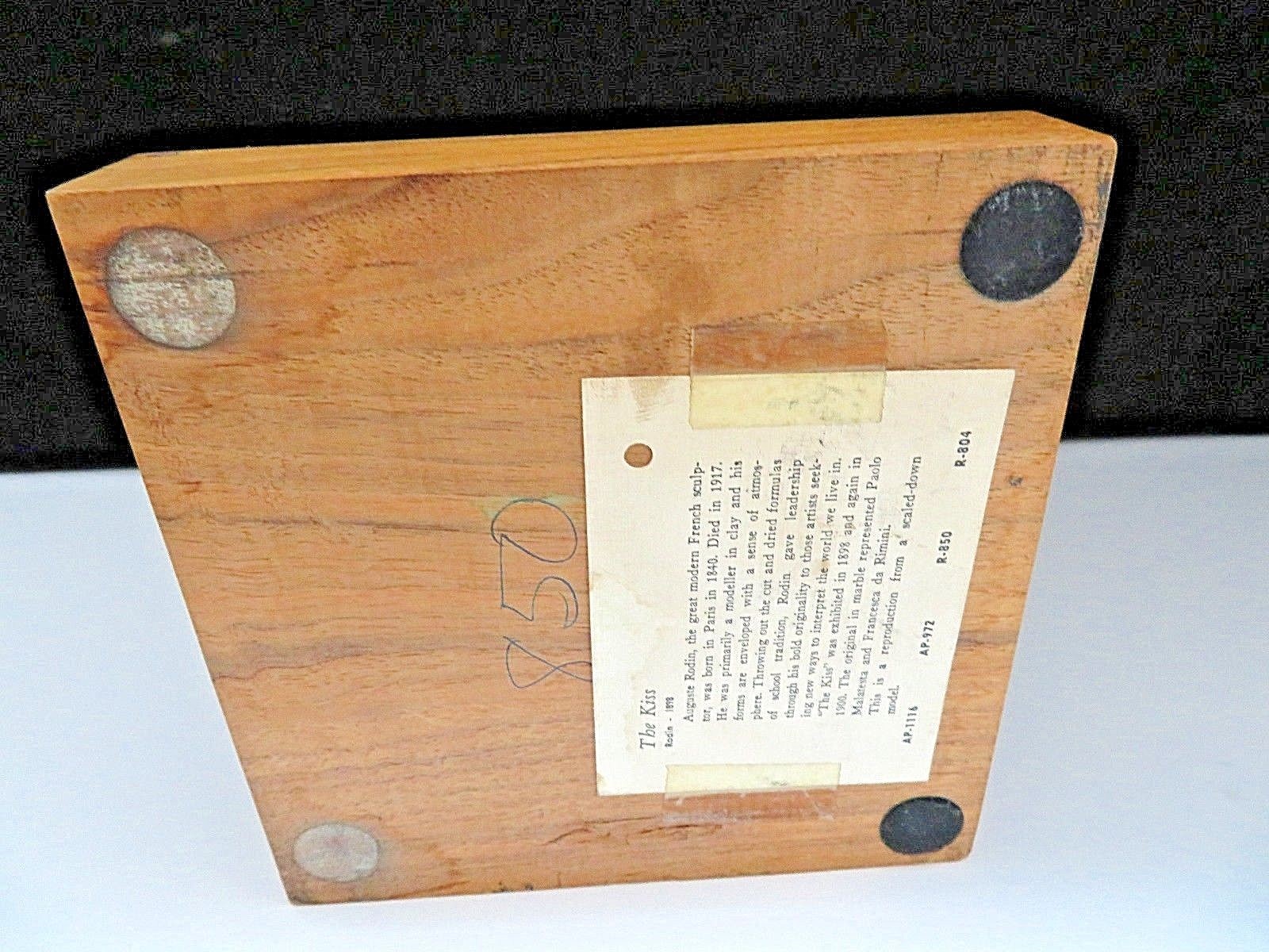 The Kiss Molded Statue on Wood Base