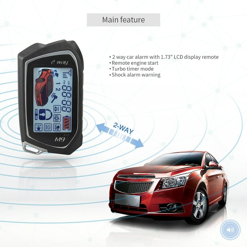 EASYGUARD 2 Way Car Alarm System LCD Display auto Start push button stop