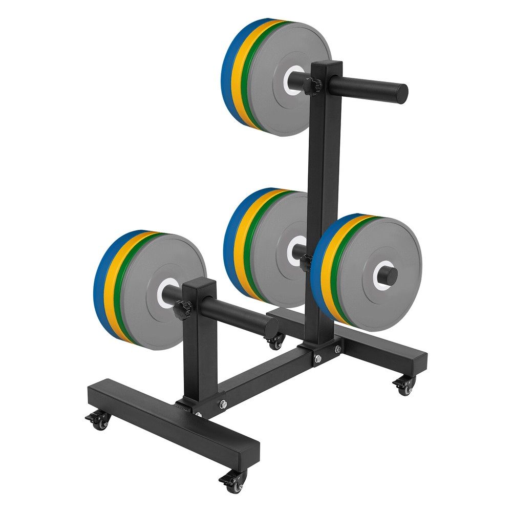 Durable Weight Plate Rack Tree with Universal Wheels for Easy Storage