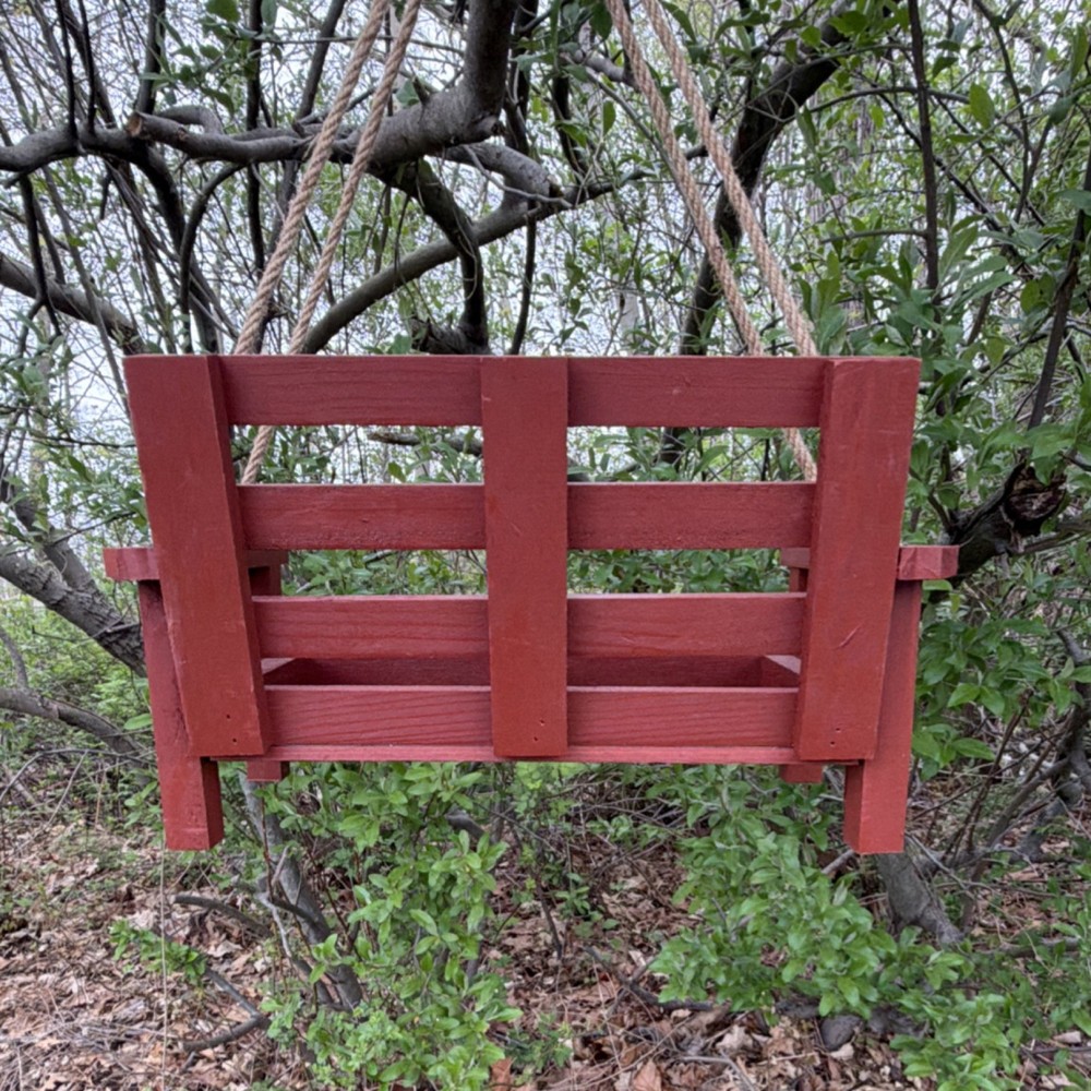 Custom Red Fir Hanging Bench Bird/Squirrel Feeder